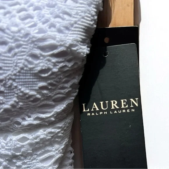 🌻NEW w/tag Lauren Ralph Lauren White Crochet Ring Bandeau 1-Piece Swimsuit sz 6 - Picture 10 of 11